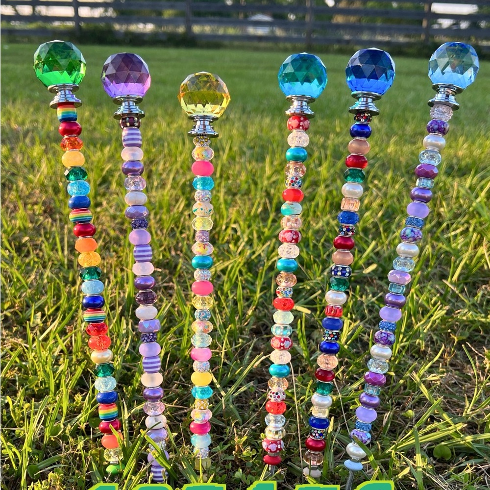 12 inch Colorful Beaded Garden Stakes - Picture 2 of 2